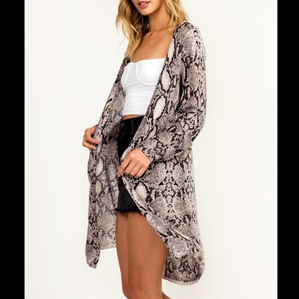 Women's Snake Print Open Cardigan